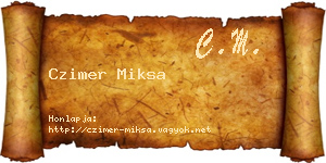 Czimer Miksa névjegykártya
